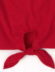 Girls Canada Day Love Tie Front Top