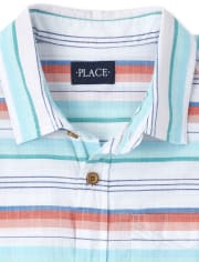 Camisa con botones a juego de cambray a rayas papá y yo para hombre