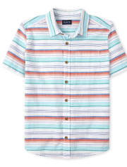 Camisa con botones a juego de cambray a rayas papá y yo para hombre