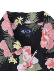 Mens Matching Family Tropical Poplin Button Down Shirt