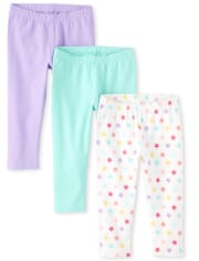 Girls Rainbow Star Capri Leggings 3-Pack
