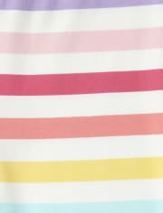 Girls Rainbow Striped Capri Leggings
