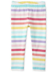 Girls Rainbow Striped Capri Leggings
