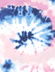 Vestido de niñas con hombros anudados y efecto tie-dye con estrella y lentejuelas