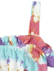 Girls Tie Dye Ruffle Romper