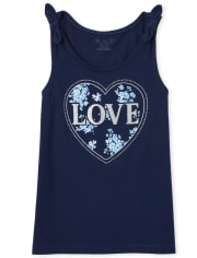 Girls Mix And Match Glitter Love Tie Shoulder Tank Top