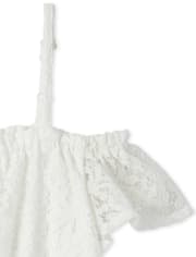 Girls Lace Off Shoulder Romper