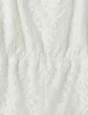 Girls Lace Off Shoulder Romper