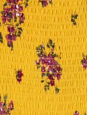 Mameluco fruncido floral para niñas