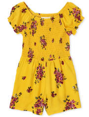 Mameluco fruncido floral para niñas