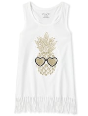 Girls Mix And Match Glitter Fringe Tank Top