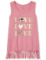 Girls Mix And Match Glitter Fringe Tank Top
