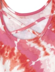 Girls Flip Sequin Love Tie Dye Cross Back Dress