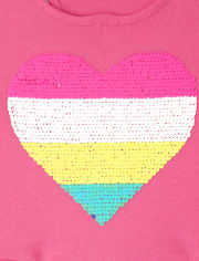 Girls Flip Sequin Rainbow Heart Racerback Tank Dress