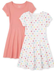 Girls Print Everyday Dress 2-Pack