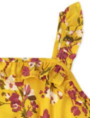 Girls Floral Faux Wrap Dress