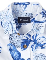 Boys Parrot Poplin Button Down Shirt