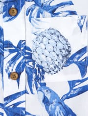 Boys Parrot Poplin Button Down Shirt