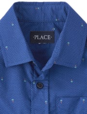 Camisa de popelín con lunares y palmeras para niños