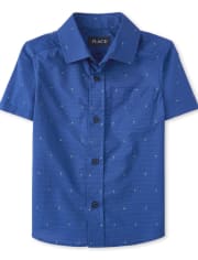 Camisa de popelín con lunares y palmeras para niños