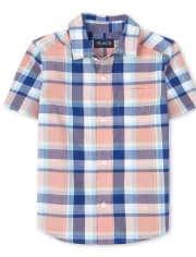 Camisa con botones de popelina a cuadros para niños