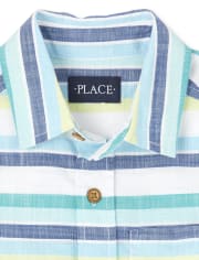 Boys Dad And Me Striped Chambray Matching Button Down Shirt