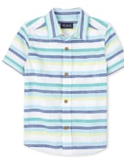 Boys Dad And Me Striped Chambray Matching Button Down Shirt