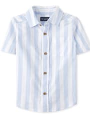 Boys Striped Chambray Button Down Shirt