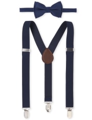Boys Uniform Bow Tie and Suspenders Set