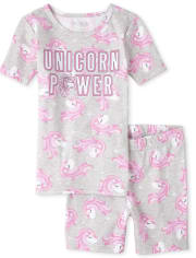 Pijama de algodón de ajuste ceñido Power Unicorn Power para niñas