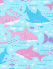 Girls Matching Family Shark Snug Fit Cotton Pajamas