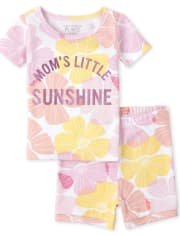Pijamas de algodón ajustados a juego con estampado de sol de mamá y yo para bebés y niñas pequeñas