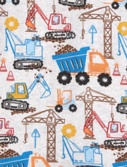 Pijamas de una pieza recortados de algodón ajustados para construcción para bebés y niños pequeños