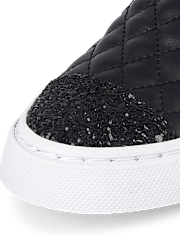 Baskets à enfiler matelassées uniformes à paillettes pour fille