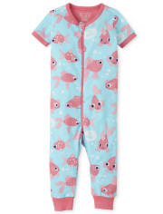 Baby And Toddler Girls Goldfish Snug Fit Cotton One Piece Pajamas