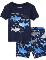 Baby And Toddler Boys Matching Family Short Sleeve Shark Snug Fit Cotton Pajamas