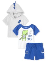 Conjunto de ropa de juego de 3 piezas para bebé niño Dino