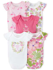 Baby Girls Tropical Bodysuit 5-Pack