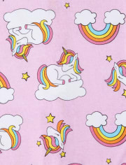 Pijamas de una pieza de algodón ajustados con unicornio arcoíris para bebés y niñas pequeñas