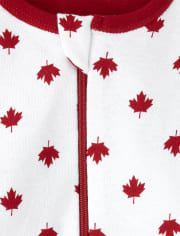 Baby Canada Day Maple Leaf Snug Fit Cotton One Piece Pajamas
