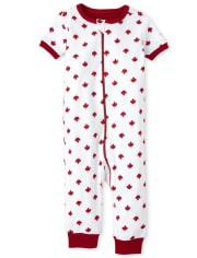 Baby Canada Day Maple Leaf Snug Fit Cotton One Piece Pajamas