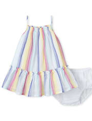 Baby Girls Striped Ruffle Dress