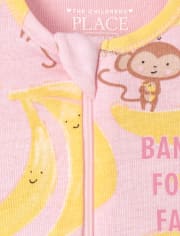 Pyjama une pièce court en coton ajusté pour bébé et petite fille Banana Family