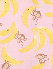 Pyjama une pièce court en coton ajusté pour bébé et petite fille Banana Family