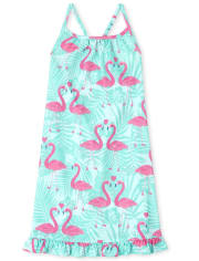 Girls Flamingo Ruffle Racerback Nightgown