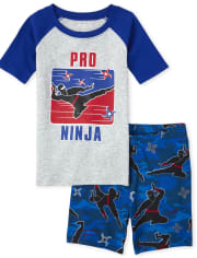 Boys Glow Ninja Snug Fit Cotton Pajamas