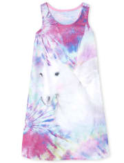 Girls Tie Dye Unicorn Racerback Nightgown