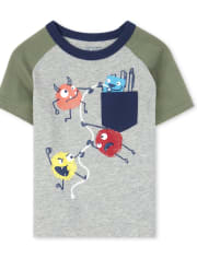 Top con bolsillo y estampado abullonado para bebés y niños pequeños