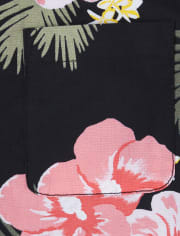 Boys Matching Family Tropical Poplin Button Down Shirt