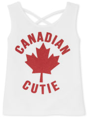 Baby And Toddler Girls Canada Day Mix And Match Glitter Cross Back Tank Top
